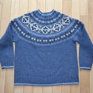 Eddie Bauer Wool Fair Isles Chunky Winter Knit Sweater Crewneck Size Large